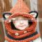 2015 New Design Fox Ear Winter Windproof Baby Hats And Scarf Set For Kids Boys Girls Shapka Caps