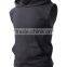 OEM new design cotton plain mens custom sleeveless hoodie with pocket
