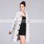 Lantianfur Womens Winter Luxury Outerwear Long Sleeve Mink Fur Coat light grey