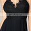 Holiday dresses new design black chiffon with black lace short party dress for fat women