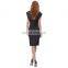 Kate Kasin Sexy Women's Sleeveless V-Neck Pleated Bodycon Spandex Women Black Summer Dress KK000619-1