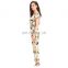 Korean Style Waist Ethnic Print Formal Office Ropa Mujer Jumpsuit For Middle Age Ladies