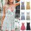 Sexy Factory Wholesale Low Price Spaghetti Strap Small Floral Summer INS Hot Style V-neck Women's Beach Print Skirt Loose Dress