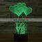 Love & Heart 3D Night Light LED Illusion Lamp 7 Color Changing Lights with Acrylic Flat & ABS Base & USB Cable