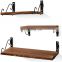 set of 3 rustic style durable living room holder storage wood floating book shelf wall shelves for wall