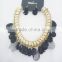 FASHION CHUNKY CORD BRAIDED BIG BEADED STATEMENT NECKLAC EARRING SET