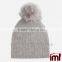 Cashmere Fur Pom Poms Beanie Fashion Winter Hat for Young Girls