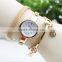 NEW Crystal Vintage Leather Strap Quartz Women Bracelet Wrist watches Rhinestone Lady Watch