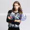 Custom Space Cotton Womens Printed Pullover Raglan Sleeve Sweatshirts Wholesale