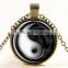 Popular DIY necklace antique bronze alloy 2.5 cm round 18 inch chain Comic Ying-Yang glass jewelry photo glass dome jewelry