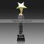 Golden metal trophy with base factory customized top star tower award