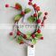 2015 Christmas flower 6.5" Christmas cream red berry candle ring with special plastic flower for christmas decoration