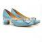 Block Heel Pumps Shoes Women Leather Shoes Low-mid Heel Shoes