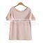 Gold supplier wholesale Custom blank t-shirt women short-sleeve t shirt design with Lotus leaf sleeve