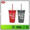 promotional 16oz bpa free insulated acrylic mug with straw