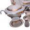 Gold porcelain dinnerware set for 12 persons in square shape