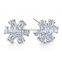Elegant white cubic zircon stud earring flower design white gold plated jewelry
