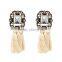 Bohemian style big crystal with tassel charms earrings for women jewelry