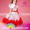 Fashion Red Polk Dot Dress Feather on Shoulder Wedding Tutu Dress for Child Girls