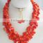 2015 fancy design !!! beauty jewelry by red coral jewelry set with necklace and earrings