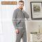 Factory Price Qianxiu Autumn Baseball Jersey Open Front Knit Cotton Night Suit for Man