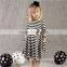 Fashion mom and kids couple look stripe family matching outfits