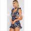 Europe And America v Collar Printing Backless Flouncing Siamese Shorts