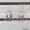 Bohemian purple suede flower pearl pendant earring concentric circle silver hoop earrings