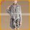 Wide lapel natural rabbit fur crochet coat for woman with genuine rabbit fur knit coat
