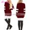 Paypal Accept wine red long sleeves o neck ladies western women tops chinese blouse