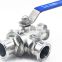 Homebrew Stainless Steel Sanitary Tri Clamp Full Bore 3 Way Ball Valve SS304 1.5"
