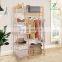 Bamboo Garment Rack 7-Tier Storage Shelves Clothes Hanging Rack, Heavy Duty Clothing Rack Minimalism Wardrobe Closet Organizer