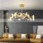 Copper Glass LED Chandelier For Living Room Modern Luxury Ceiling Hanging Lamp Hotel and Home Pendant Light