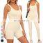 Butt Lifting Cross Back One Piece Jumpsuits Custom Rompers Gym Fitness Workout Bodysuit Seamless Ribbed Yoga Jumpsuit For Women