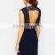 ladies Open Back Sleeveless Maxi Dress With Lace Trim And Thigh Split