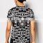 Longline T-Shirt With Aztec Print