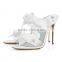 2016 New Coming Ladies Fashion Shoes, Transparent PVC Design High Heel Slippers with Matching Elegant Satin Bowknot