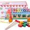 new design animal xylophone car OEM animal toys car and musical instrument combination toys for kids EZ5108