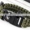 Wholesale Flint Fire starter whistle Plastic buckle Paracord Wristband with compass