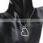18K White gold long chain heart personalized name female necklace