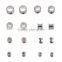 8 Pairs White Rhinestone Lined Screw On Double Flare Hollow Flesh Tunnel Ear Plug Earlet - Available in Low & Giant Gauges