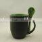 Creative Magic 11 oz Color Changing Matte Outer Black And Inner Color Ceramic Coffee Mug Eiyh Inserting Spoon