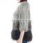 Hand knitted women fur coat knitted fox rabbit fur coat KZ150106