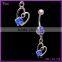 14 Gauge Gem Paved Stainless Steel Double Heart Shape Free Belly Button Rings