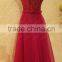 Charming Red Vestido De Festa Longo Graceful Evening Dress Off The Shoulder Beaded Sequin Tulle Bow Sash Sexy Party Gown ML210