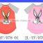 red white stripe short sleeve raglan cute cartoon sequin rabbit kids t-shirt wholesale