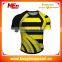 Hongen apparel compression custom sublimated pro rugby jerseys, yellow strip rugby shirts