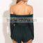 stripe design off shoulder fold over playsuit casual beachwear woman playsuit