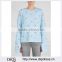 Wholesale Women Apparel Long Sleeve Blue Heart-embellished Cotton Sweatshirt(DQE0347T)