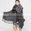 CX-B-P-53B Tassels Decoration Women's Fashion Fox Fur Trim Pashmina Shawl
